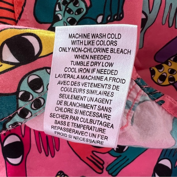 Men’s A-Lab Tate Hands Coral Short Sleeve Button Up Shirt Size Medium - Picture 7 of 7